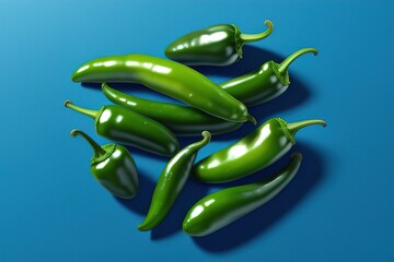 Jalapeno on a blue background. For design. AI Generated.