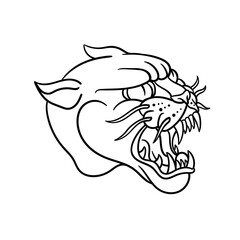 Fototapeta premium Hand drawn illustration of panther head outline design