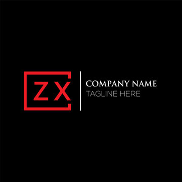 ZX logo. ZX design. Blue and red ZX letter. ZX letter logo