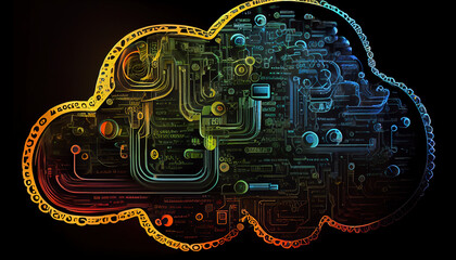 Cloud computing technology concept. Futuristic illustration AI generated- Generative AI