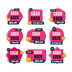 Cashback offer banner and label with pink color.