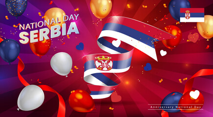 Happy anniversary National Day of Serbia. Banners. Flyer design. poster