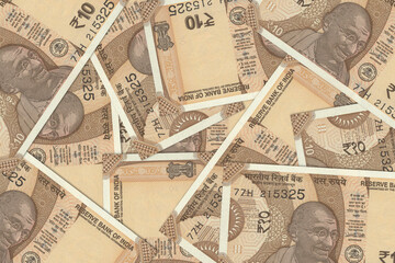 Fototapeta premium Indian banknotes. Close up money from India. Indian rupee currency of the Republic of India.3D render 