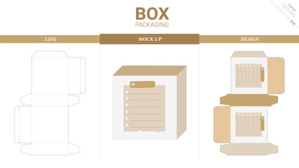 Box packaging and mockup die cut template