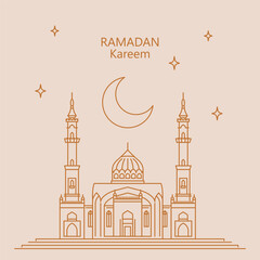 Islamic mosque. Ramadan mubarak greeting card concept design