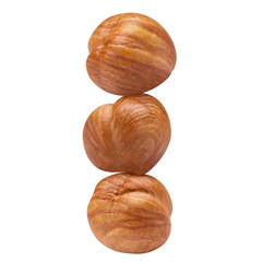 Delicious hazelnuts cut out