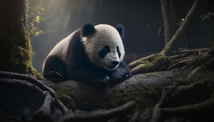 giant panda eating bamboo