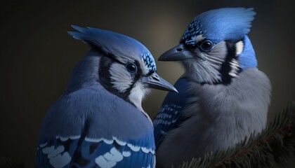 two blue jay birds