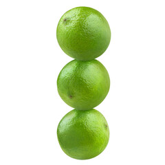 Three delicious lime fruits cut out