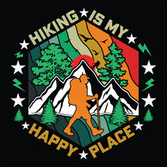 Hiking Is My Happy Place T-Shirt, Vintage Hiking T-Shirt, Adventure T-Shirt, Mountain T-Shirt, Retro T-Shirt.