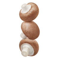 Three delicious champignon mushrooms cut out