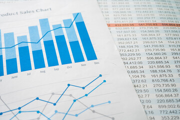 chart or graph paper. Financial, account, statistics and business data concept.