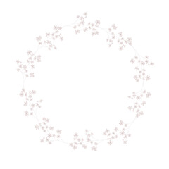 Hand drawn delicate floral frame, a wreath of pink small flowers