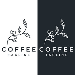 Logo design of arabica coffee cup and coffee plant hand drawn vintage style.Logo for business, cafe, restaurant, badge and coffee shop.