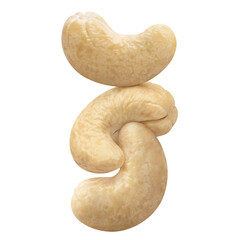 Delicious cashew nuts cut out