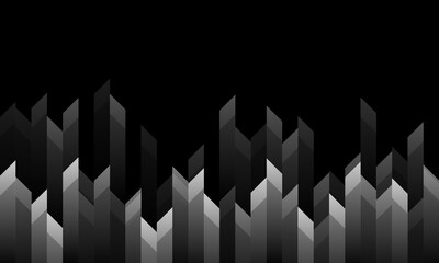 Black white geometric tech abstract background. Futuristic vector design