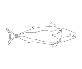 Fototapeta premium Continuous one line drawing of scad fish. Simple ocean fish outline vector illustration for fishing, seafood, and restaurant concept.