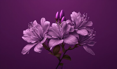  a purple flower is in a vase on a purple background with a purple background and a purple background with a purple flower in the center.  generative ai