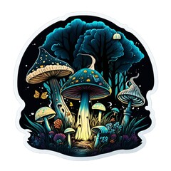 Trippy magic mushroom illustration