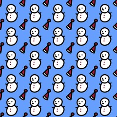 seamless pattern of snowman cartoon
