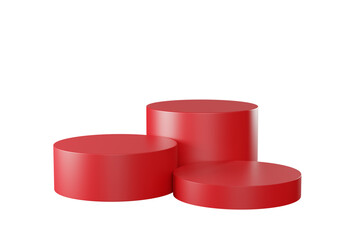 modern red product stage display , 3D render podium,, empty presentation round stand mockup 