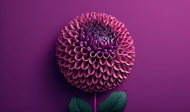  a purple flower with a green leaf on a purple background with a purple background and a purple flower with a green leaf on the top.  generative ai