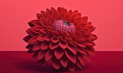  a large red flower on a pink background with a red background and a pink background with a red flower in the center of the flower.  generative ai