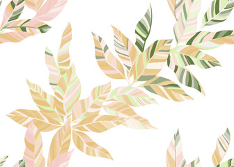 Decorative bush leaves endless pattern design. Modern floral summer dress cloth print.