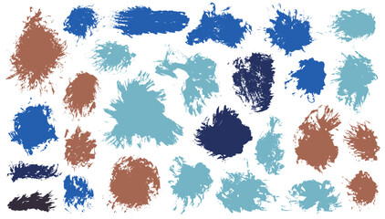 Gouache messy brush stroke vector batch. Hand drawn smudge blotch traced elements.