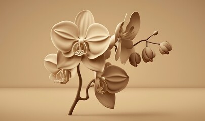  a flower that is on a branch with a brown background and a light brown background with a light brown background and a light brown background with a.  generative ai