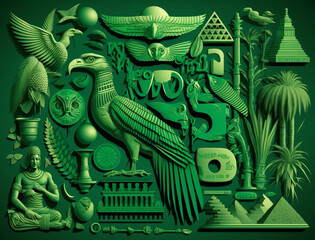 egyptian theme vector, green, Generative AI