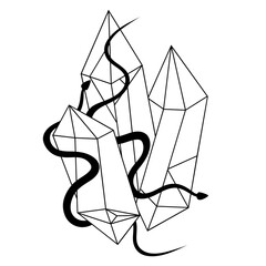 Crystal with snake svg, Mystical witchy illustration