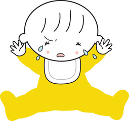 座って泣く赤ちゃん