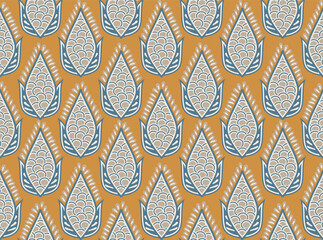Abstract Ethnic Leaves Seeds Illustration Seamless Vector Pattern Trendy Fashion Colors Perfect for Allover Fabric Print or Wall Paper