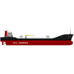 Red oil tanker ship in flat style