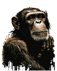 Chimpanzee Illustration With Transparent Background. Generative Ai.
