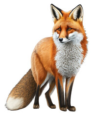 Obraz premium Fox Illustration With Transparent Background. Generative Ai.