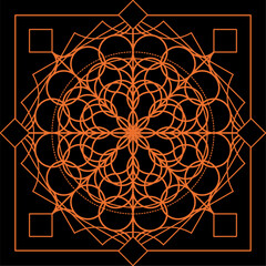  Esoteric, Geometric, Orange Color Rounded Mandala Shape Background And Pattern Vector Illustration