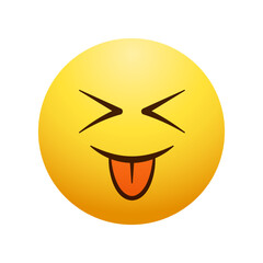 Emoji flat illustration. Smiling face with tongue out.