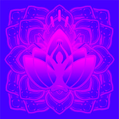 Psychedelic, Abstract, Spiritual, Gradient Blue And Violet Colored Yoga Mandala Shape Background And Pattern Vector Illustration