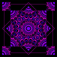 Psychedelic, Esoteric, Geometric, Gradient Violet Colored Mandala Shape Background And Pattern Vector Illustration