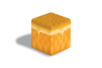Realistic 3D cube fruit, orange.