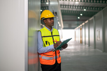 Indian worker working document in factory