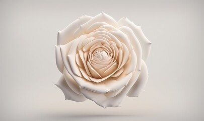  a white rose with a white center on a gray background with a shadow in the center of the image is a white rose with a white center on a gray background.  generative ai
