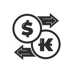Vector illustration. Currency exchange. Money conversion. Dollar to lao kip icon isolated on white background. Dollar to lao kip exchange icon with arrow. USD LAK