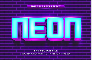 Fototapeta na wymiar 3d neon style editable text effect