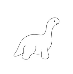 Vector isolated one single cute cartoon funny dino dinosaur with long neck sode view colorless black and white contour line easy drawing