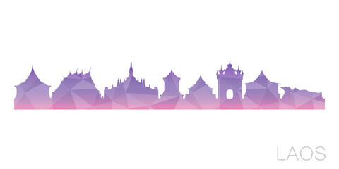 Laos Low Poly Skyline Clip Art City Design. Geometric Polygon Graphic Horizon Icon. Vector Illustration Symbol.