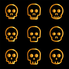 Skulls and crossbones. Skulls with cross icon collection isolated on white background. Death logo, symbol, sign. pirate symbol. Vector graphic. 