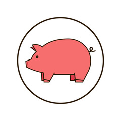 Pig doodle logo design. Pig vector. Pig symbol.